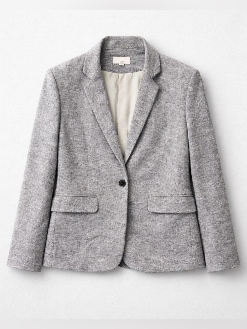 Loft Tweed One Button Long Sleeve Lined Blazer Size 16